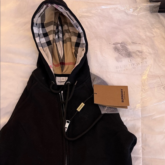 Burberry Jackets & Blazers - Burberry Black Jacket with Iconic Check Hood